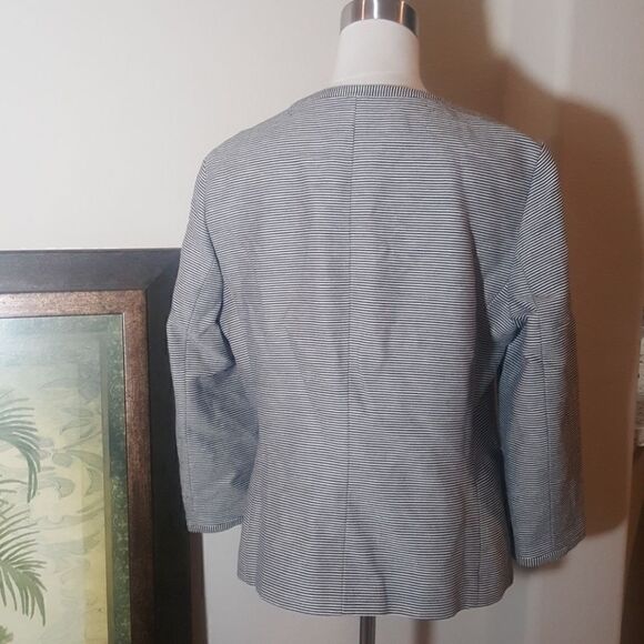 TALBOTS Navy & Cream Striped Jacket - Size 14 - Picture 3 of 5